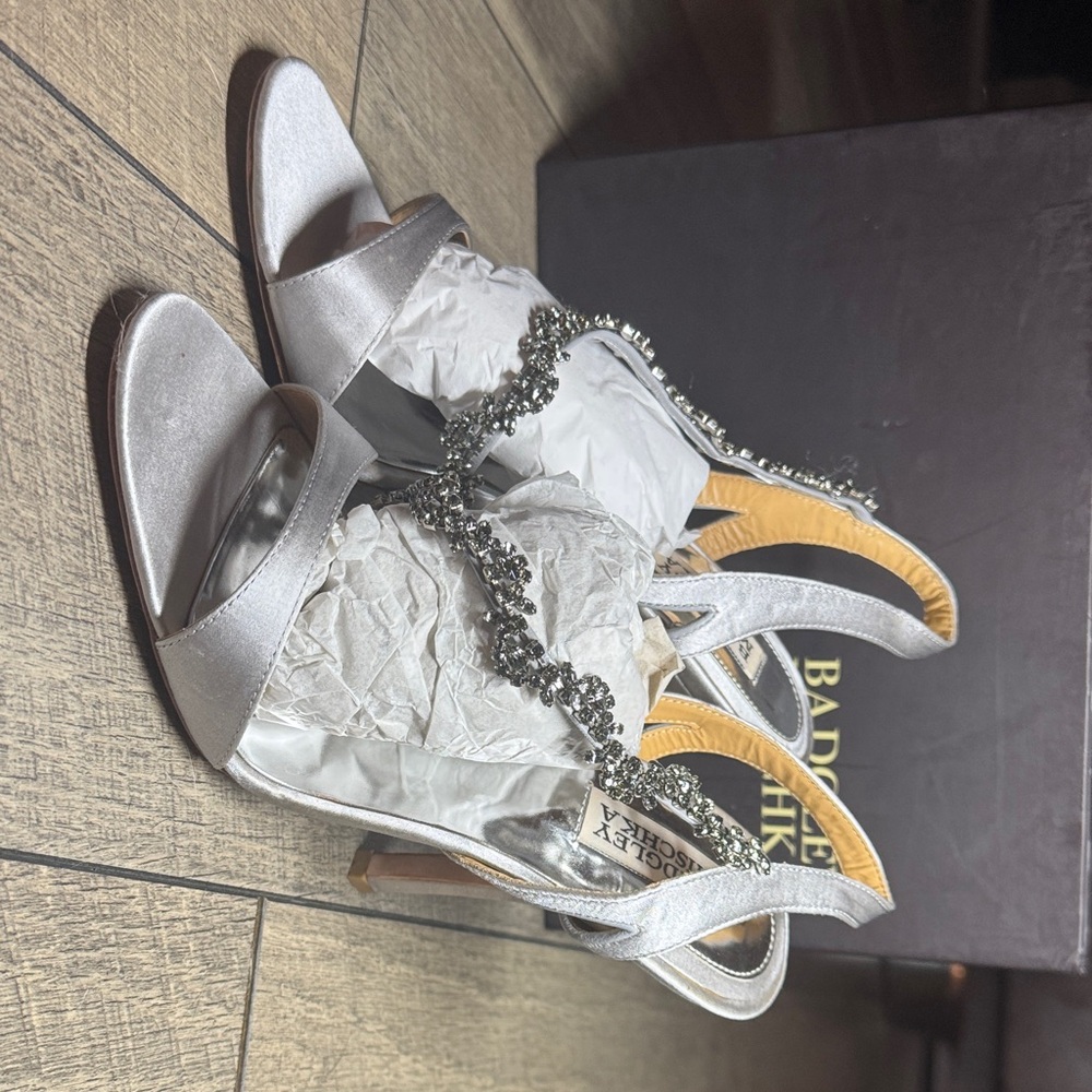 Badgley Mischka Silver Heels with Embellishments